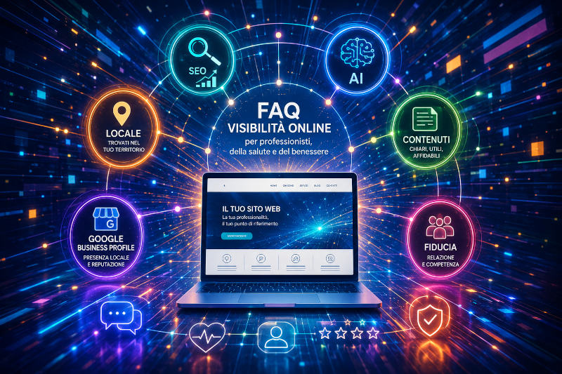 FAQ sulla visibilità online per professionisti della salute FAQ sulla visibilità online per professionisti della salute: sito web, SEO, AI, contenuti e presenza locale
